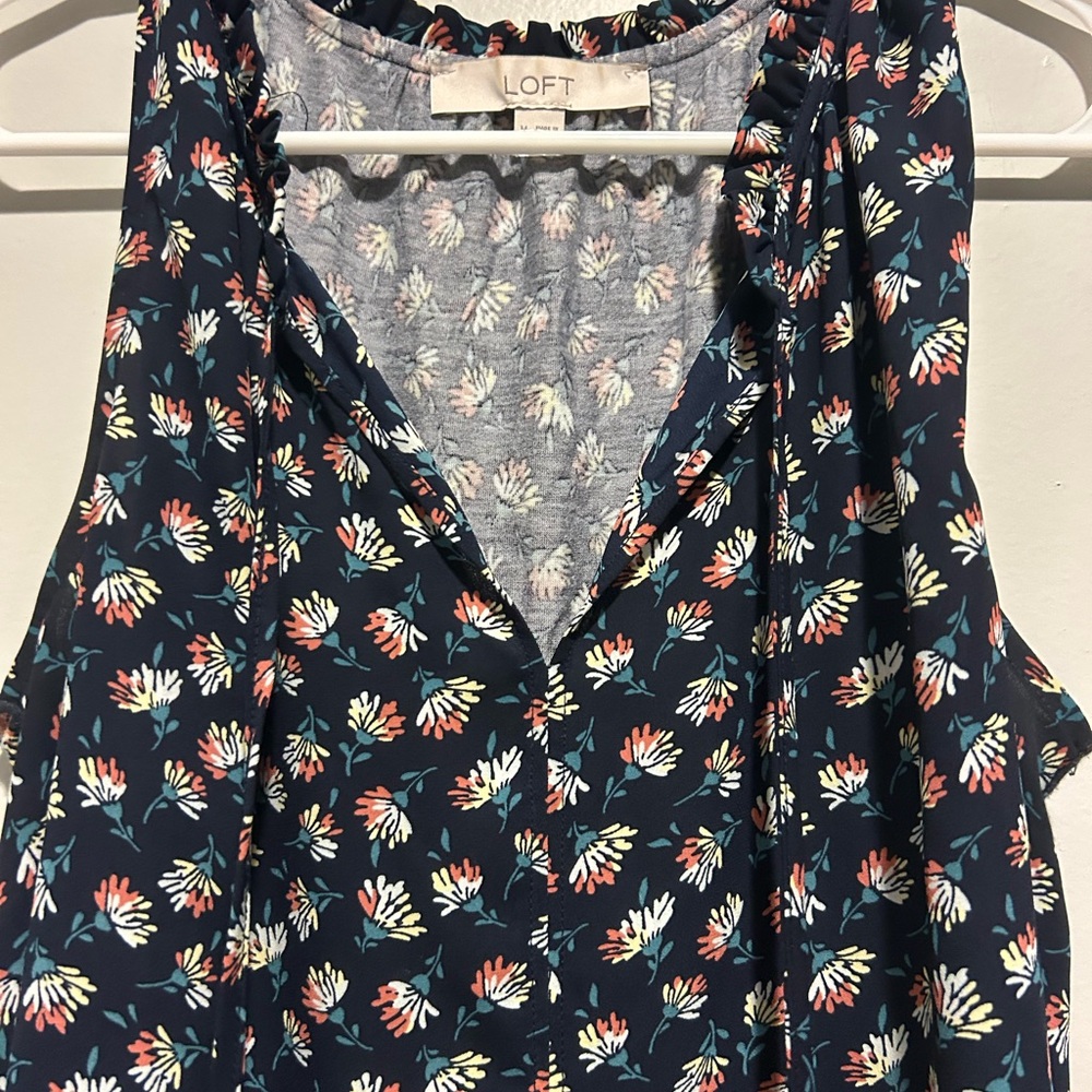 LOFT Navy and White Sleeveless Tank Top - Picture 2 of 3